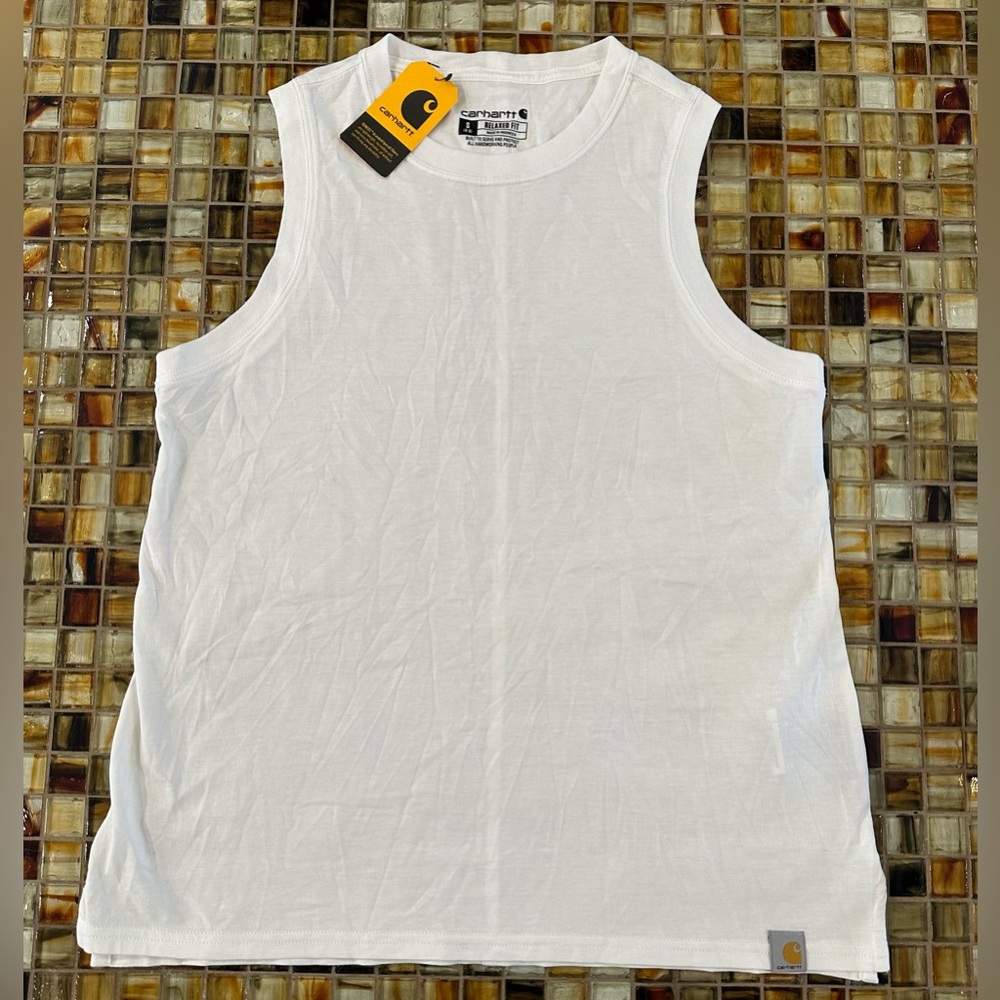 NWT Women’s Carhartt Relaxed Fit  Sleeveless Tank Top~White~XS
